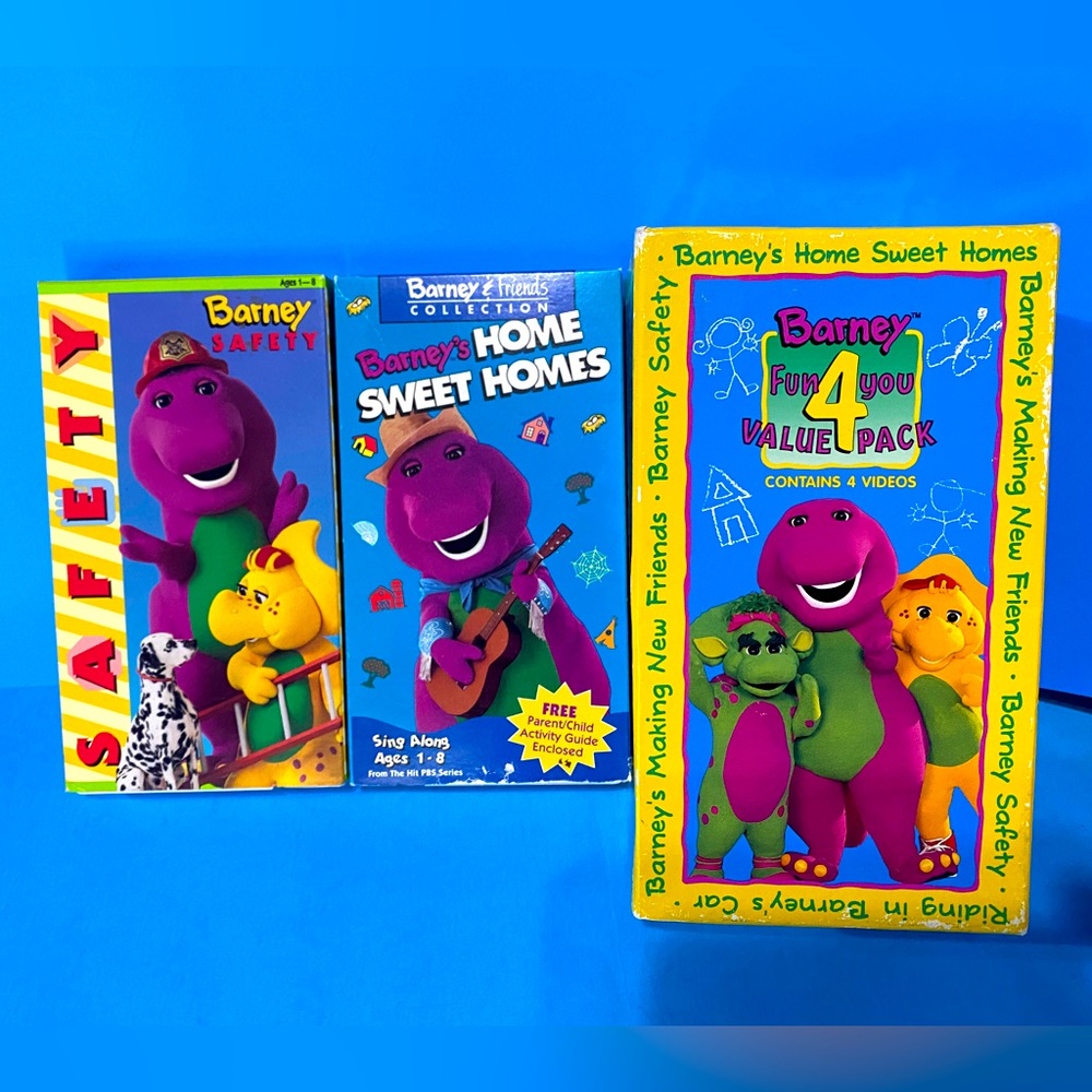 BARNEY HOME VIDEO VTG 90s BARNEY SAFETY & HOME SWEET HOMES VHS w/ORIGINAL BOXES